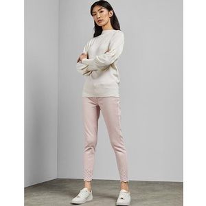 Ted Baker London Massiee Pastel Pink Eyelet Embroidered Skinny Jeans